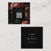 Dark Moody Florals Bruiloft RSVP QR Code Informatiekaartje (Voorkant / Achterkant)