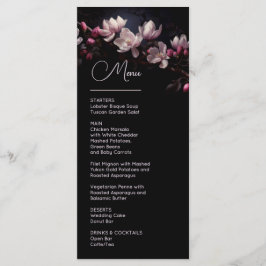 Dark Moody Flowers Magnolia Wedding Menu