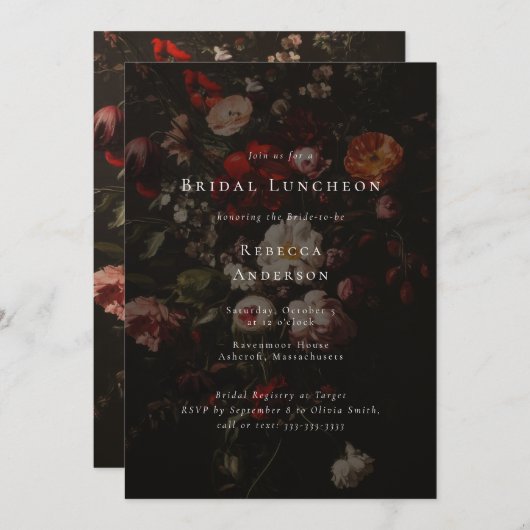 Dark Moody Flowers Romantische bruiloft Vrijgezell Kaart (Voorkant / Achterkant)