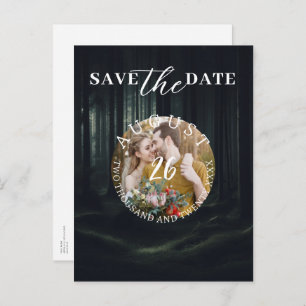 Dark Moody Forest Bomen bij Twilight Save the Date Aankondigingskaart