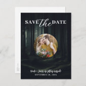 Dark Moody Forest Bomen bij Twilight Save the Date Aankondigingskaart (Voorkant / Achterkant)