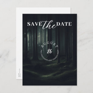Dark Moody Forest Bomen bij Twilight Save the Date Aankondigingskaart