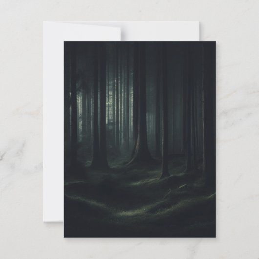 Dark Moody Forest Bomen bij Twilight Save the Date Kaart (Achterkant)