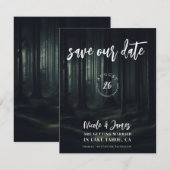 Dark Moody Forest Bomen bij Twilight Save the Date Kaart (Voorkant / Achterkant)