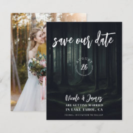 Dark Moody Forest Bomen bij Twilight Save the Date Kaart
