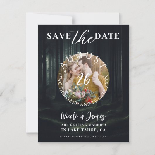 Dark Moody Forest Bomen bij Twilight Save the Date Kaart (Voorkant)