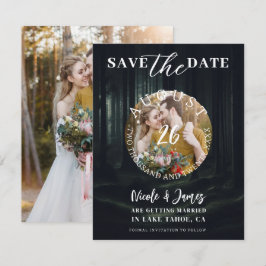 Dark Moody Forest Bomen bij Twilight Save the Date Kaart