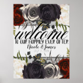 Dark Moody Glam Botanical Floral Welcome Wedding Poster (Voorkant)
