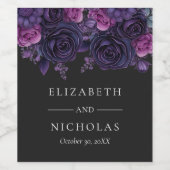 Dark Moody Gothic Bloemen Halloween Bruiloft Wijn Etiket (Enkel label)