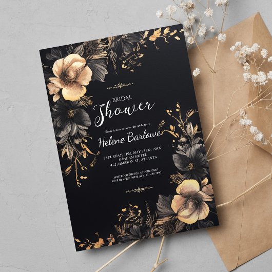 Dark Moody Gothic Bloemen Vrijgezellenfeest Kaart