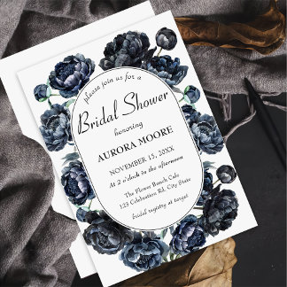Dark Moody Gothic Blue Bloemen Vrijgezellenfeest Kaart