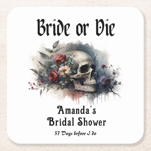 Dark Moody Gothic Bruid of Die Vrijgezellenfeest Kartonnen Onderzetters (Voorkant)