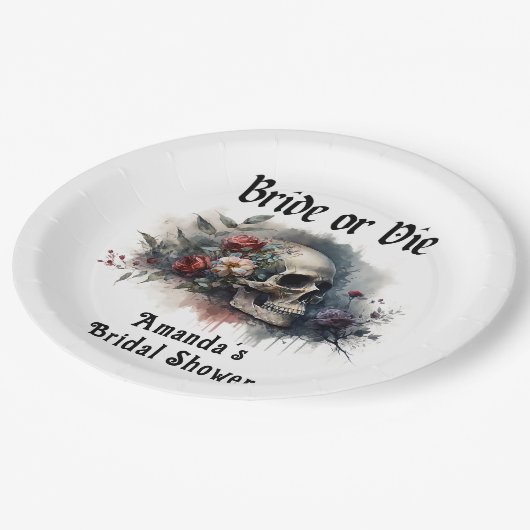 Dark Moody Gothic Bruid of Die Vrijgezellenfeest Papieren Bordje (Gekanteld)