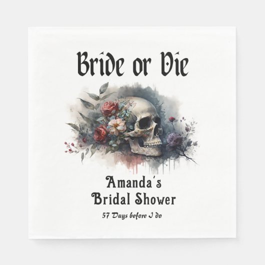 Dark Moody Gothic Bruid of Die Vrijgezellenfeest Servet (Voorkant)