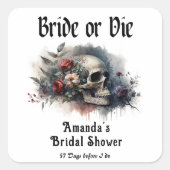 Dark Moody Gothic Bruid of Die Vrijgezellenfeest Vierkante Sticker (Voorkant)