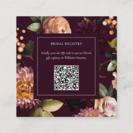 Dark Moody Gothic Floral Bridal Shower QR Code  Informatiekaartje