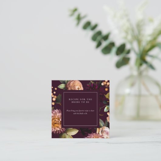 Dark Moody Gothic Floral Bridal Shower QR Code  Informatiekaartje (Staand voorkant)