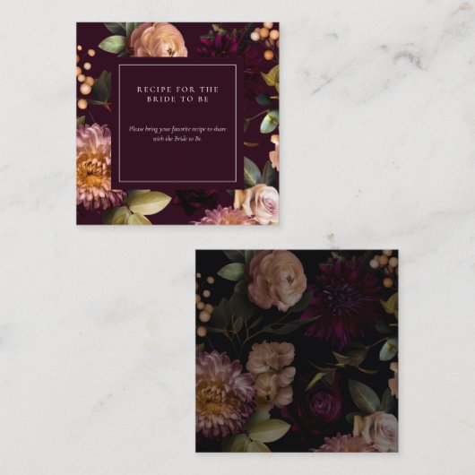 Dark Moody Gothic Floral Bridal Shower QR Code  Informatiekaartje (Voorkant / Achterkant)