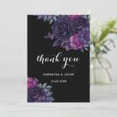 Dark Moody Gothic Florals Bruiloft Dank u kaart (Staand voorkant)