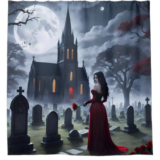 Dark Moody Gothic – Haunting Badkamer Decor Douchegordijn (Voorkant)