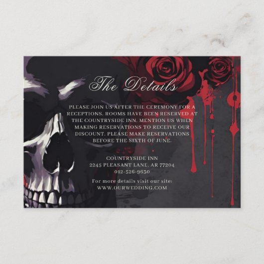 Dark Moody Gothic Red Rose Black Wedding Enclosure Informatiekaartje (Voorkant)