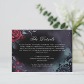 Dark Moody Gothic Red Rose Purple Wedding Informatiekaartje (Staand voorkant)