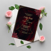 Dark Moody Gothic Red Roses Elegant Bridal Shower Kaart
