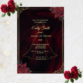 Dark Moody Gothic Red Roses Elegant Bridal Shower Kaart