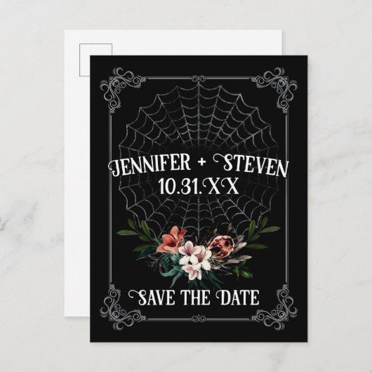 Dark Moody Gothic Wedding Save the Date Briefkaart (Voorkant / Achterkant)