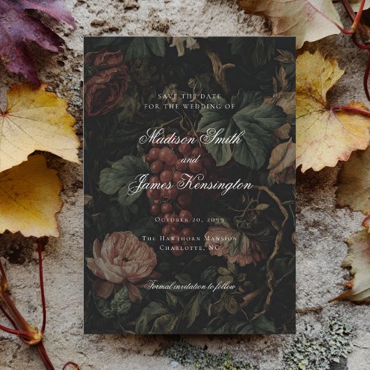 Dark Moody Herfst Autumn Vineyard Wedding Save The Date