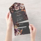 Dark Moody Herfst Bourgogne & Cream Pioenrozen Gee All In One Uitnodiging (Afscheurbaar)