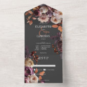 Dark Moody Herfst Bourgogne & Cream Pioenrozen Gee All In One Uitnodiging (Binnen)