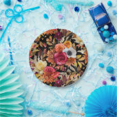 Dark Moody Herfst Floral Romantisch Vrijgezellenfe Papieren Bordje (Feest)