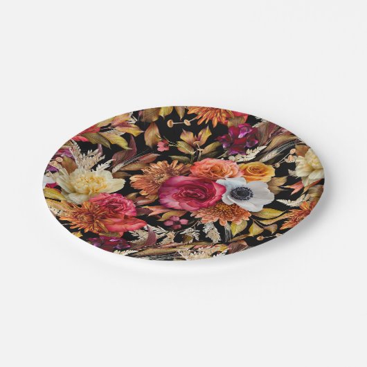 Dark Moody Herfst Floral Romantisch Vrijgezellenfe Papieren Bordje (Gekanteld)