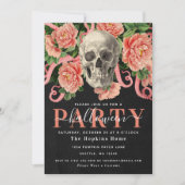 Dark Moody Koraal Schedel Bloemen Halloween Party Kaart (Voorkant)