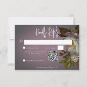 Dark Moody Mauve Bloemen Moderne Bruiloft QR Code RSVP Kaartje (Voorkant)
