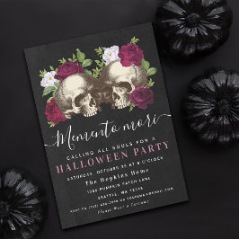 Dark Moody Memento Mori Floral Halloween Party Kaart