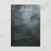 Dark Moody Midnight Bat & Fog bruiloft Details Informatiekaartje (Voorkant)