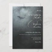 Dark Moody Midnight Bat & Mist Bruiloft Kaart (Voorkant)