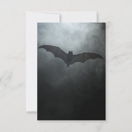 Dark Moody Midnight Bat & Mist Bruiloft Save The Date (Achterkant)