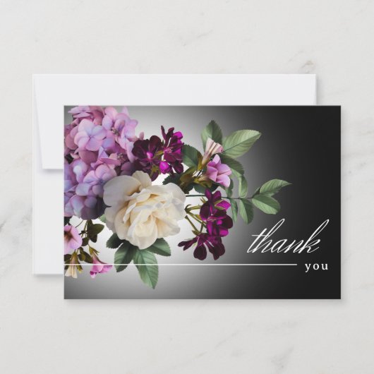 Dark Moody Midnight Paarse Bloemen Romance bruilof Bedankkaart (Voorkant)