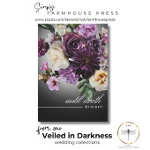 Dark Moody Midnight Paarse Bloemen Romance bruilof Kaart