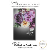 Dark Moody Midnight Paarse Bloemen Romance bruilof Save The Date