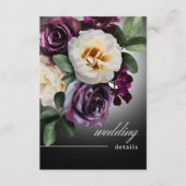 Dark Moody Midnight Paarse Bloemen Romance Details Informatiekaartje (Voorkant)