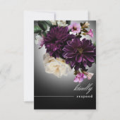 Dark Moody Midnight Paarse Bloemen Romance QR Code RSVP Kaartje (Voorkant)
