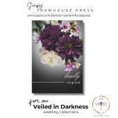 Dark Moody Midnight Paarse Bloemen Romance QR Code RSVP Kaartje