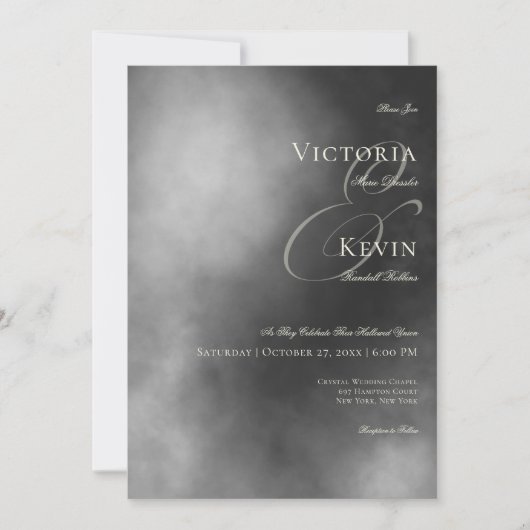 Dark Moody Midnight Zwart Mist Bruiloft Kaart (Voorkant)