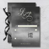 Dark Moody Midnight Zwart Mist Bruiloft QR Code RSVP Kaartje