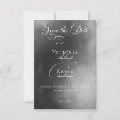 Dark Moody Midnight Zwart Mist Bruiloft Save The Date (Voorkant)
