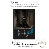 Dark Moody Minimal Blauwgroen Blauw Foto Bruiloft Bedankkaart